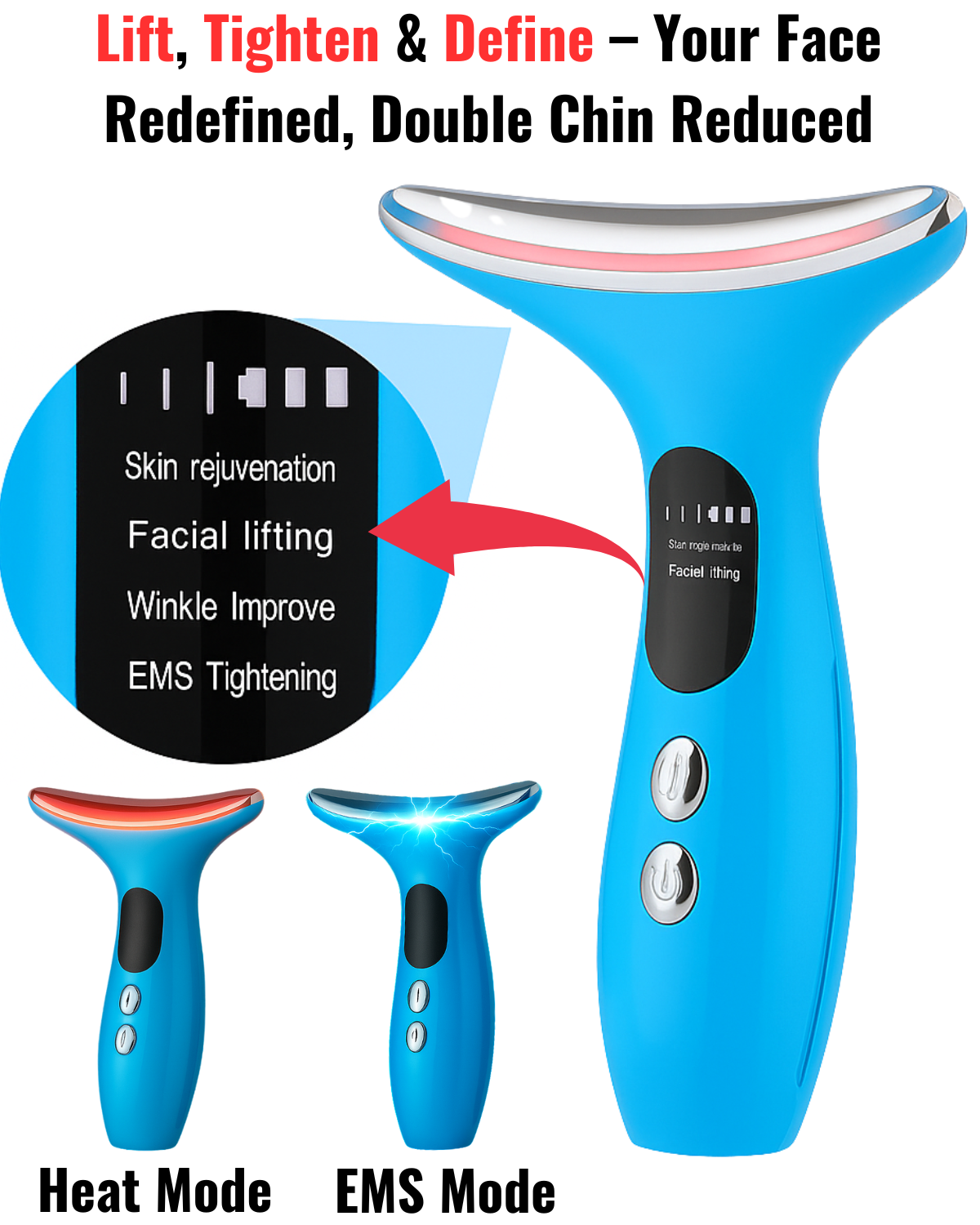 Bitrontix 9 in 1 Facial Skin Lifting & Double Chin Reducer (For Double Chin Reduction, Face Lifting & Skin Tightening)