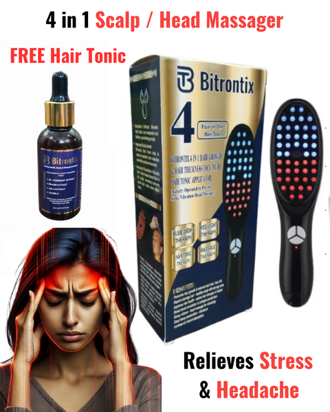 Bitrontix 4 in 1 Electric Scalp / Head Massager (For Stress Relief, Anti dandruff & Hair growth)