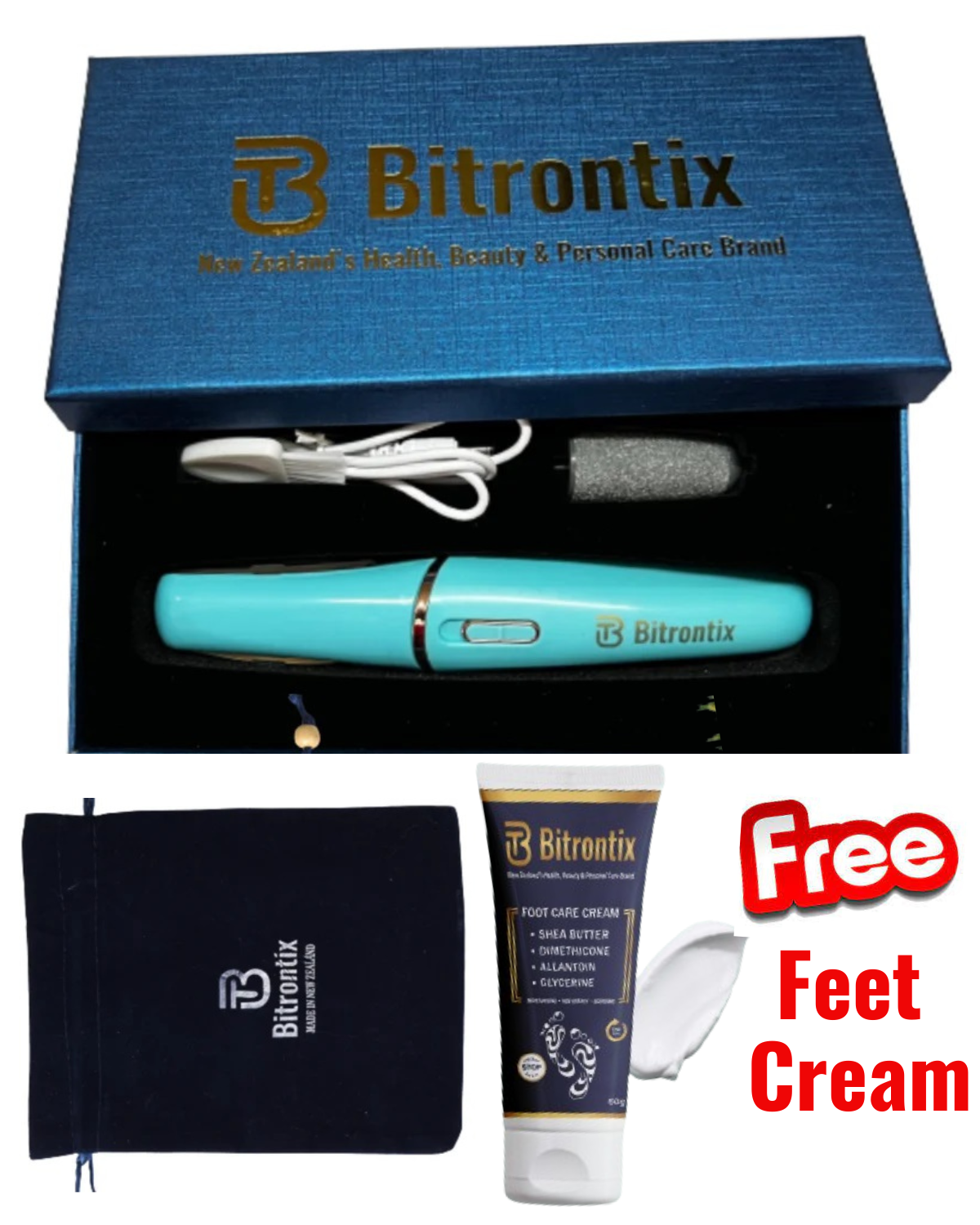 BITRONTIX™️  INSTANT & PAINLESS FEET CARE WAND  (RECHARGEABLE & WIRELESS)  With 2 Extra Rollers (Total 4 Rollers)