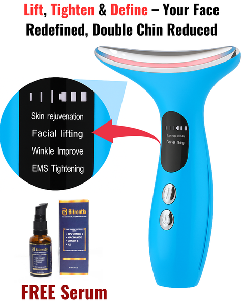 Bitrontix 9 in 1 Facial Skin Lifting & Double Chin Reducer With FREE Serum