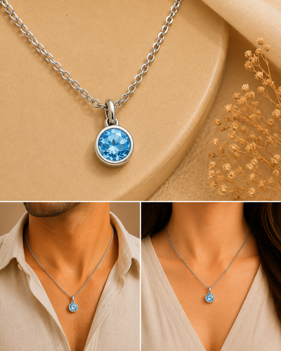 Aquamarine Kundli Stone Pendant
