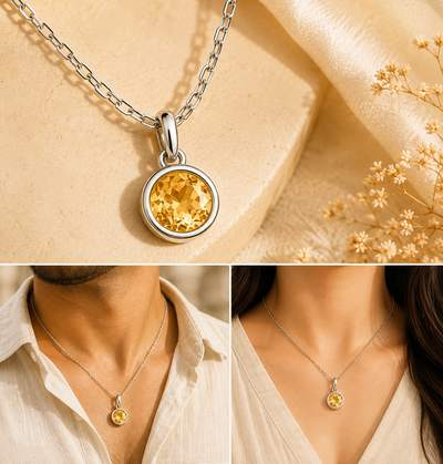 Citrine Kundli Stone Pendant