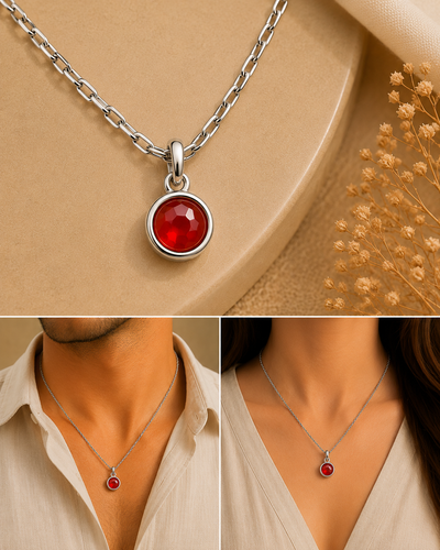 Fiery Red Kundli Stone Pendant