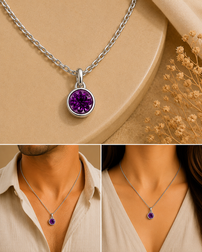 Amethyst Kundli Stone Pendant