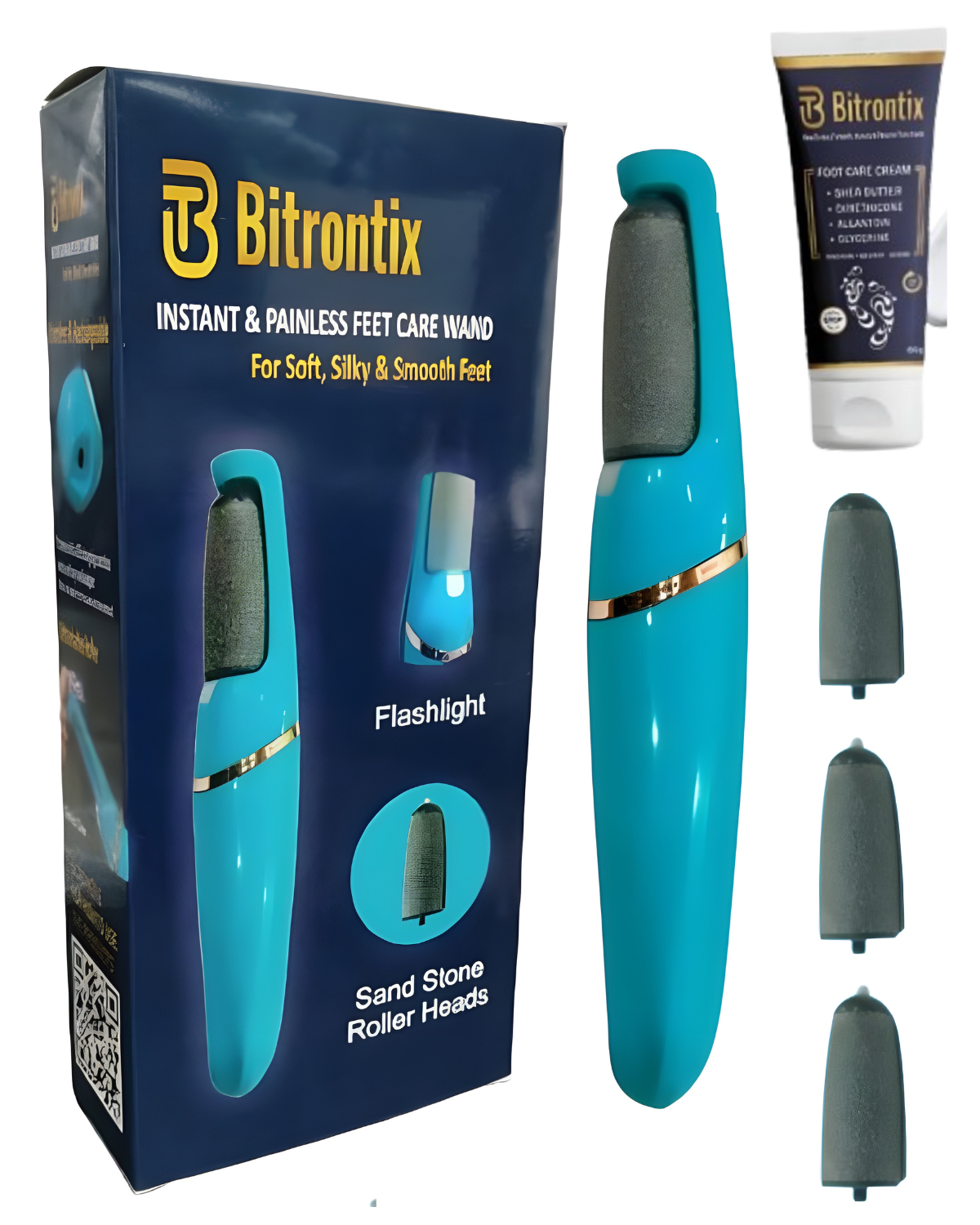 BITRONTIX™️ INSTANT & PAINLESS FEET CARE WAND & CALLUS REMOVER  (RECHARGEABLE & WIRELESS)  WITH FEET CREAM