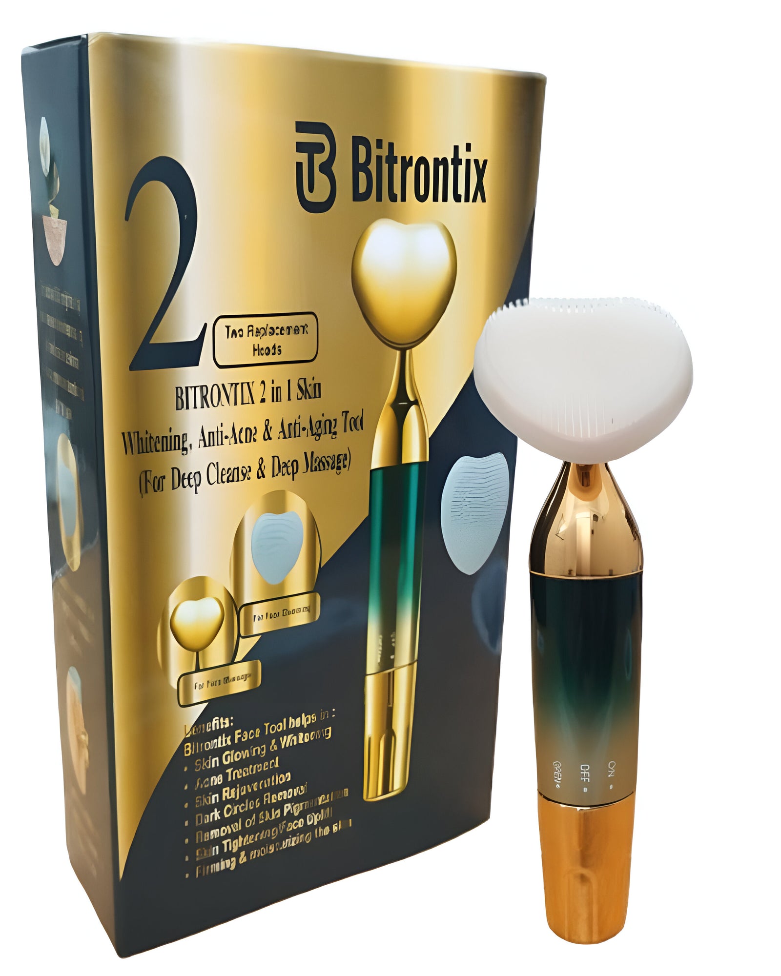 Bitrontix 2 in 1 Skin Whitening, Anti Acne & Anti Aging Tool (For Deep Cleanse & Deep Massage)