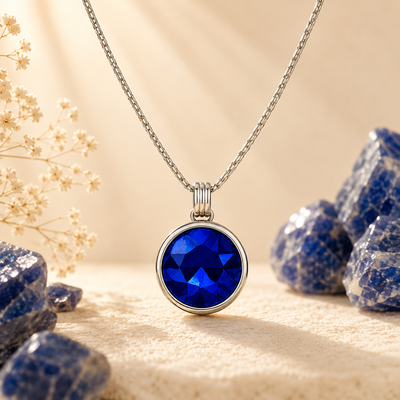 Blue Sapphire Kundli Stone Pendant