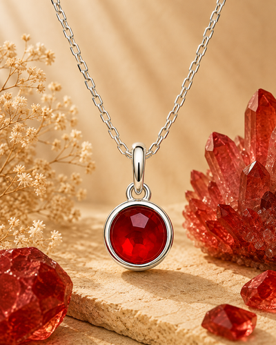 Fiery Red Kundli Stone Pendant