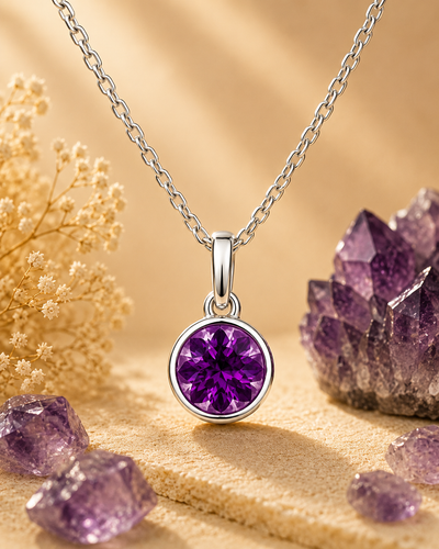 Amethyst Kundli Stone Pendant