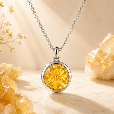 Citrine Kundli Stone Pendant