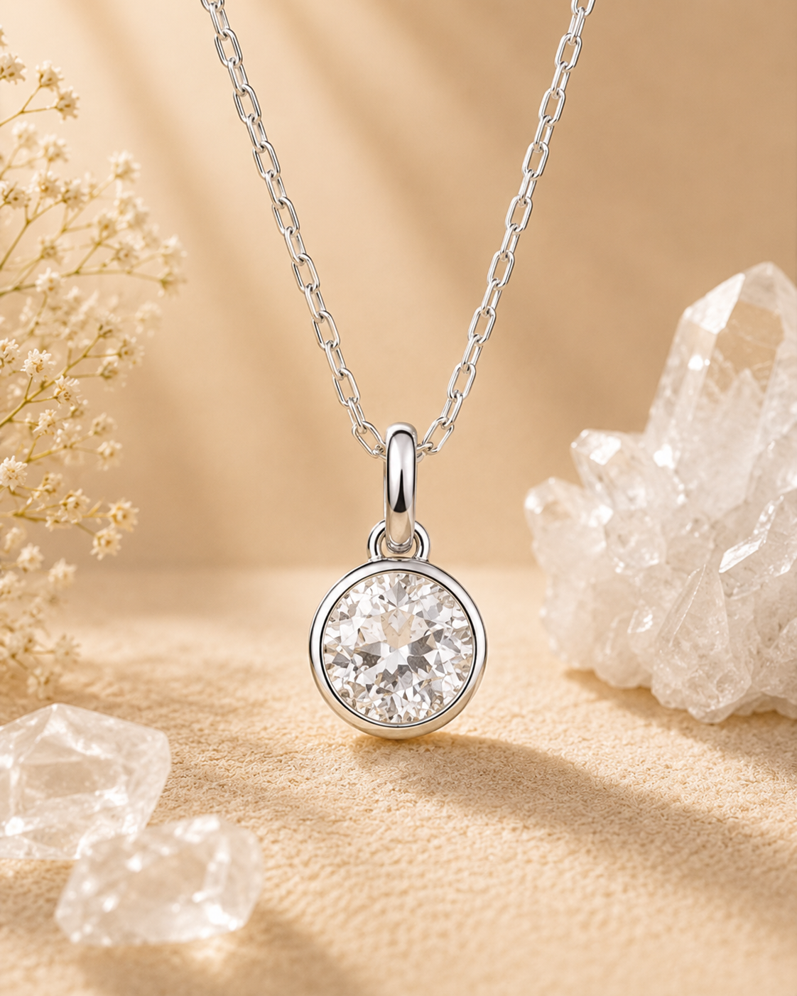 Clear Quartz Kundli Stone Pendant